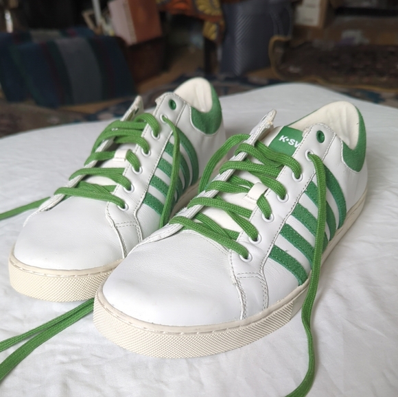 K-Swiss White and Green Sneakers Men's 11 - Picture 1 of 9
